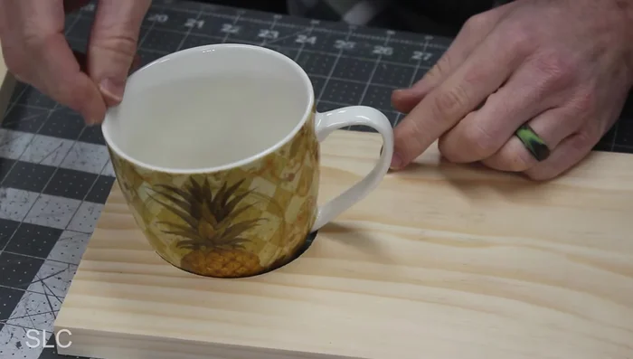 Cut out the notch for the coffee cup handle.