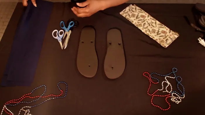 Prepare fabric strips: Cut strips to desired length (24 inches recommended). Create points at the end of each strip.