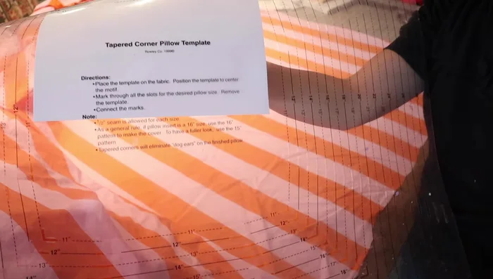 Cut the pillow pieces to 19 inches square, allowing for a 1/2-inch seam allowance.