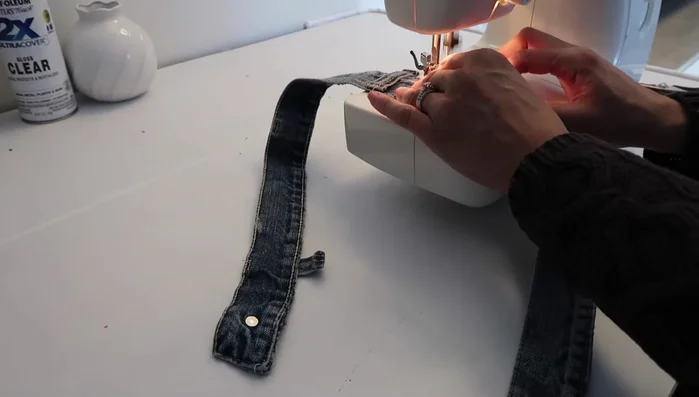 Sew the belt loops to the waistband.