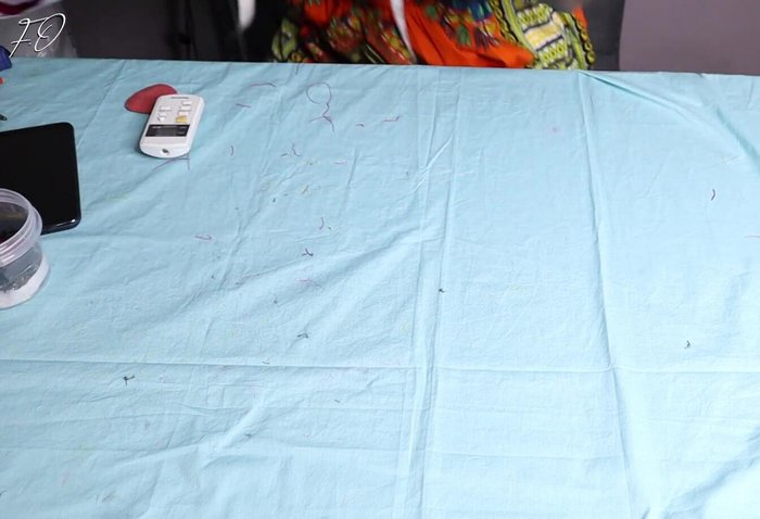 Turn inside out and position stitch line: Turn the fabric inside out and move the stitch line to the center.