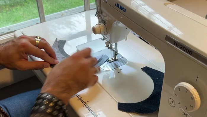 Attach brim: Attach the felt brim to the front of the hat, carefully aligning edges. Flip inside out and top stitch the brim edge to the underside of the bill.