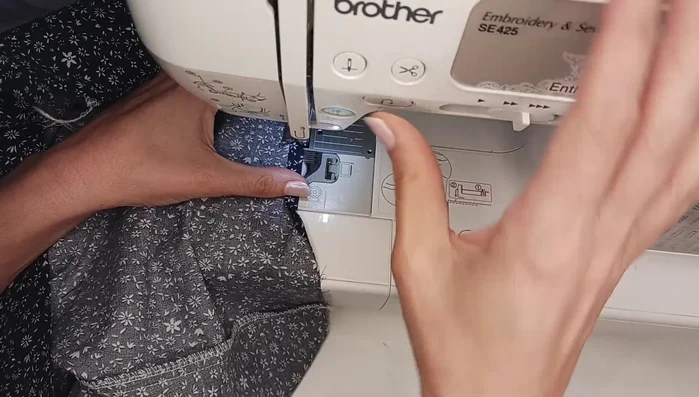 Create a belt from fabric scraps, sewing strips together. Fold, iron, and sew edges to create a finished belt with loops.