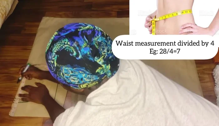 Connect the hip measurement points to the full skirt length to create the A-line flare. Cut the pencil skirt shape from the fabric, then add the flare later.