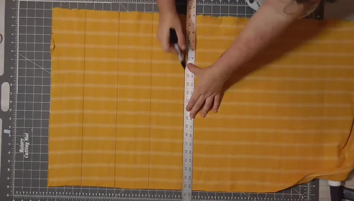 Cut ruffle pieces (4 inches wide, length of fabric).