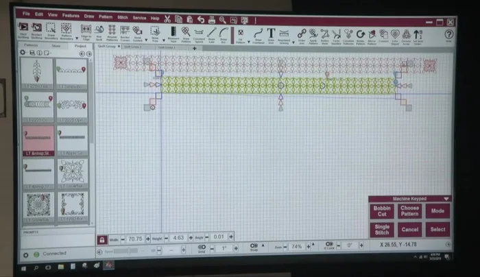 Start quilting the borders. The video uses a fill pattern that stabilizes the quilt.