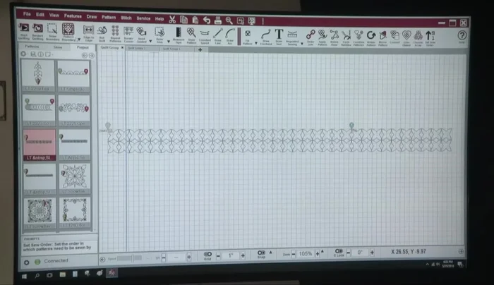 Draw boundaries around the quilt's borders using the machine's digitizing tools. This helps to ensure accurate stitching and allows for visual checking of any inconsistencies in the quilt's shape.