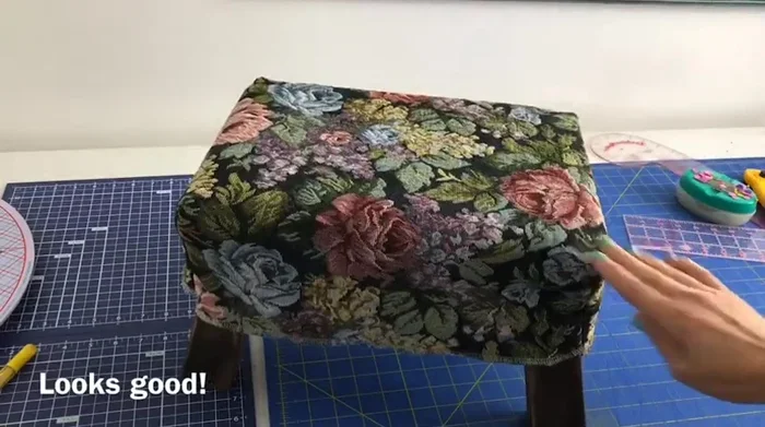 Try on the cover, cut off excess fabric for a smooth fit.