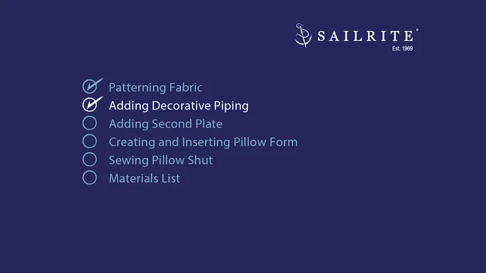 Sew the piping onto the panel using the Sailrite Ultrafeed LS-1 sewing machine with the cording foot.