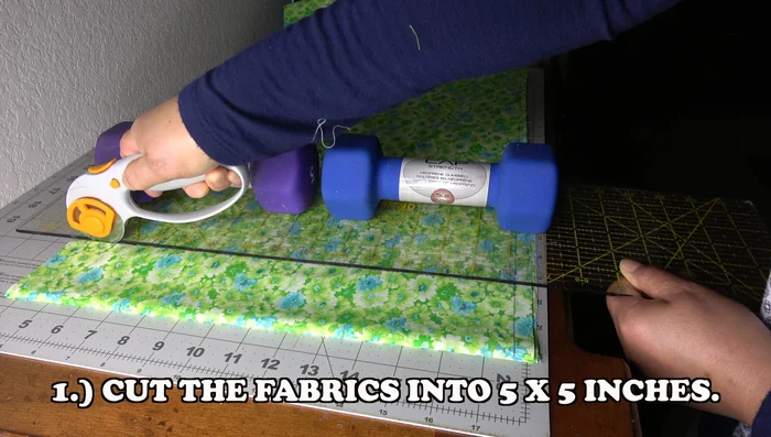 Gather arranged fabrics and label them by row.