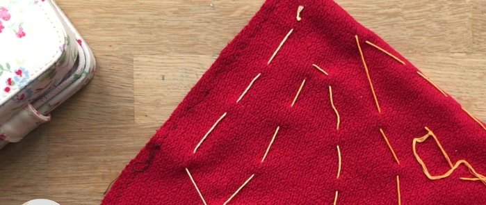 Turn the fabric inside out.