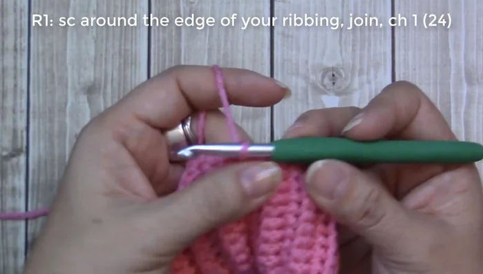 Round 4: Increase in the first stitch (2 half double crochets), then one half double crochet in each remaining stitch (back loop only).