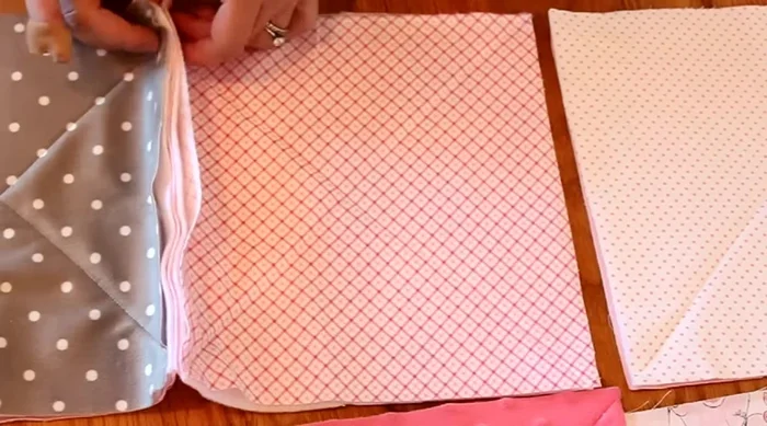 Sew the rows together, aligning seams and pinning. Use a 3/4 inch seam allowance.