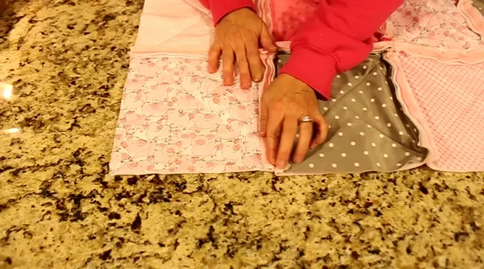 Stitch around all edges, laying seams flat at intersections.