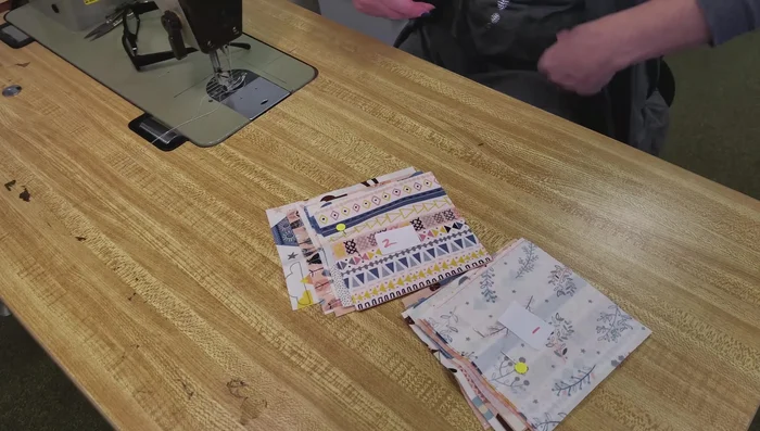 Sew rows together: Sew the stacked rows together, leaving the seams intact. Keep the bottom piece on top throughout the process.