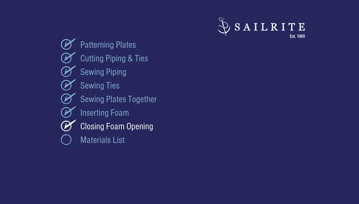 Close the back opening of the chair pad by folding over and securing with the double-sided tape and sewing with a zipper foot.