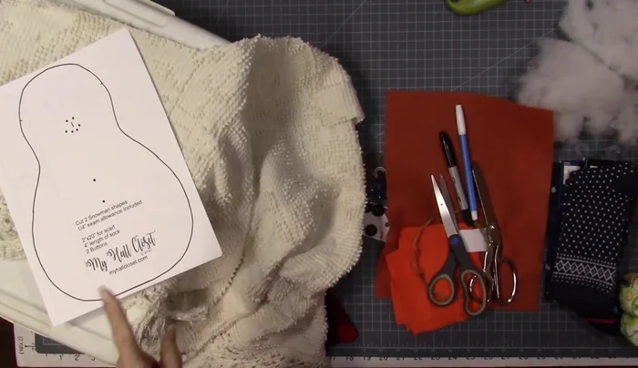 Cut out the chenille fabric body using the pattern as a guide. Don't cut the seam allowance yet; mark it with a pen or Sharpie instead.