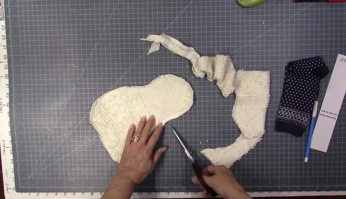 Turn the fabric right side out and stuff with polyfill.