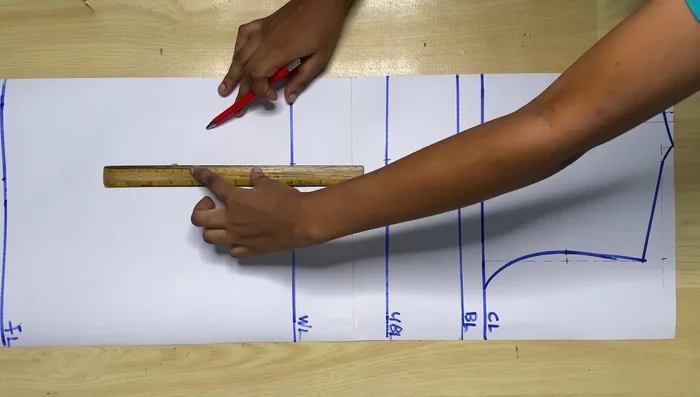 Adjusting armhole length: Add back the 1 inch taken earlier for the DT at the armhole to restore the armhole length.