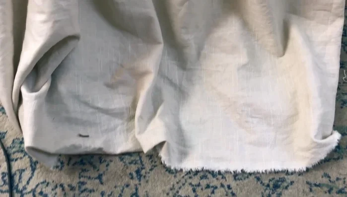 Close the ruffle seam, pin where you want the stitching to be, and stitch along the pinned lines. Trim the excess fabric.