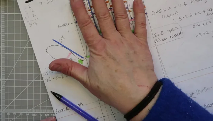 Draw another line to shorten the glove to your desired length.