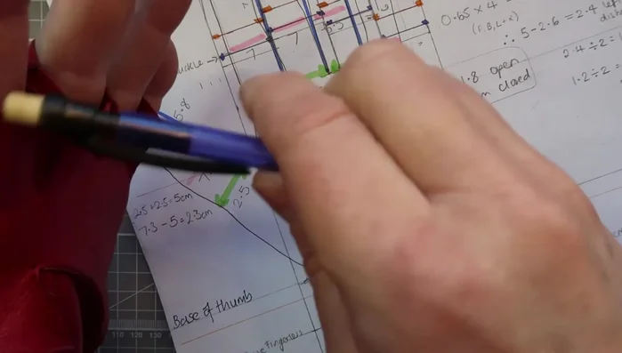 Draw another line to shorten the glove to your desired length.