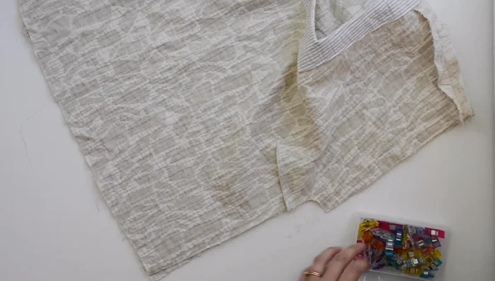 Press side seams open and finish edges.