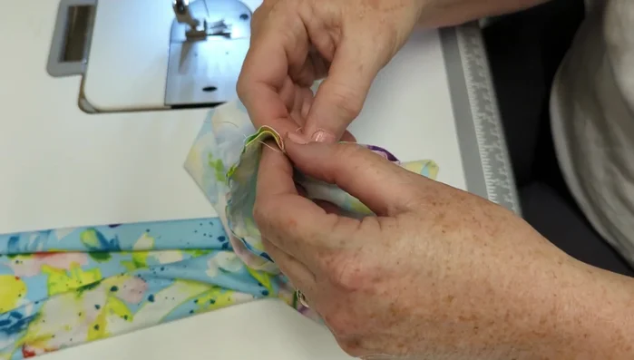 Turn the fabric right side out.