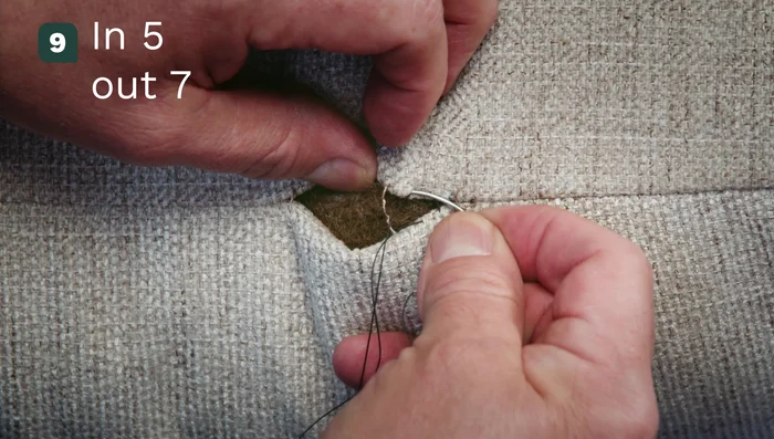 Pull tight. Continue until the end of the seam.
