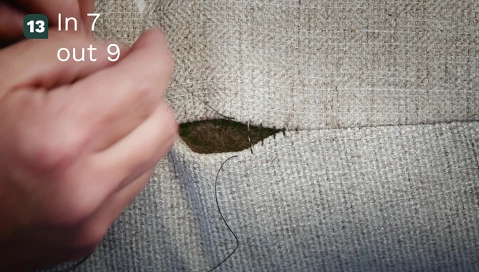 Pull tight. Continue until the end of the seam.