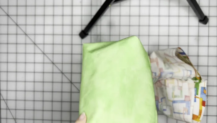 Turn the main fabric right side out. Finger press the seams of the drawstring casing to create a clear opening.