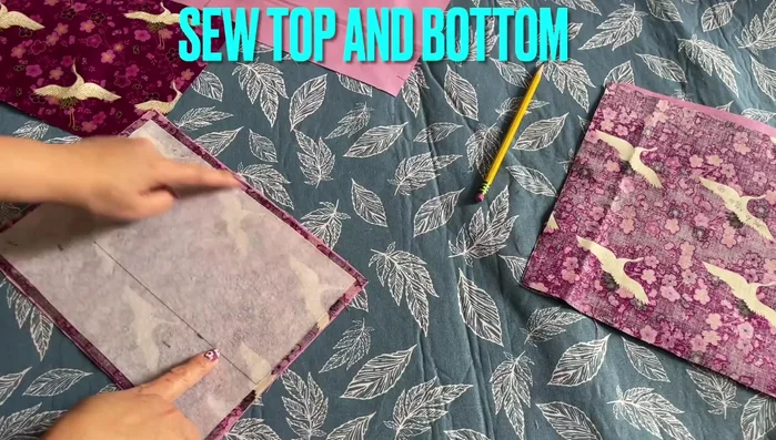 Repeat for the second pair of patterned and solid fabric pieces.