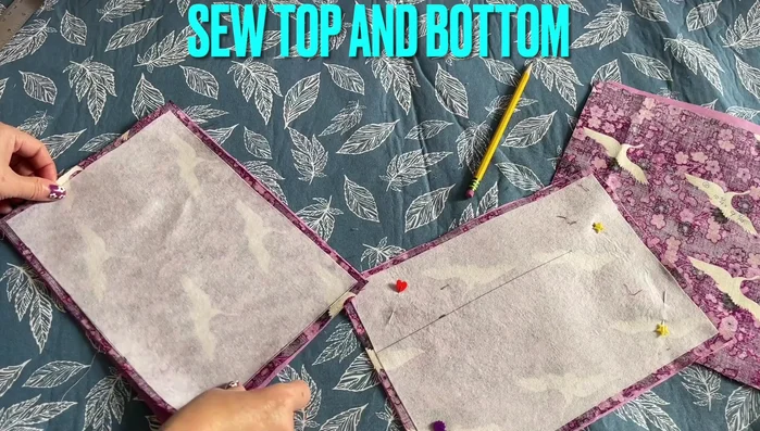 Place the two completed panels right sides together. Sew the top and bottom edges.