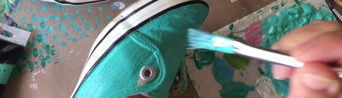 If paint is too thick, gently brush it down with a thicker brush.