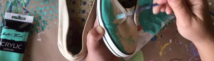 If paint is too thick, gently brush it down with a thicker brush.