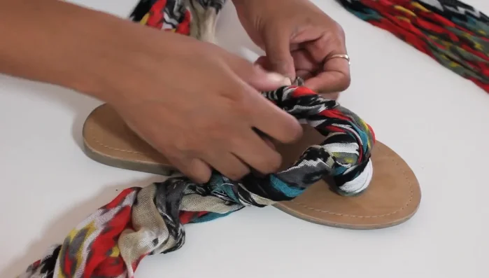 Repeat the wrapping process on the other side of the flip-flop.